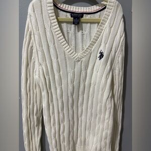 U.S. Polo Assn. White Cable Knit Sweater